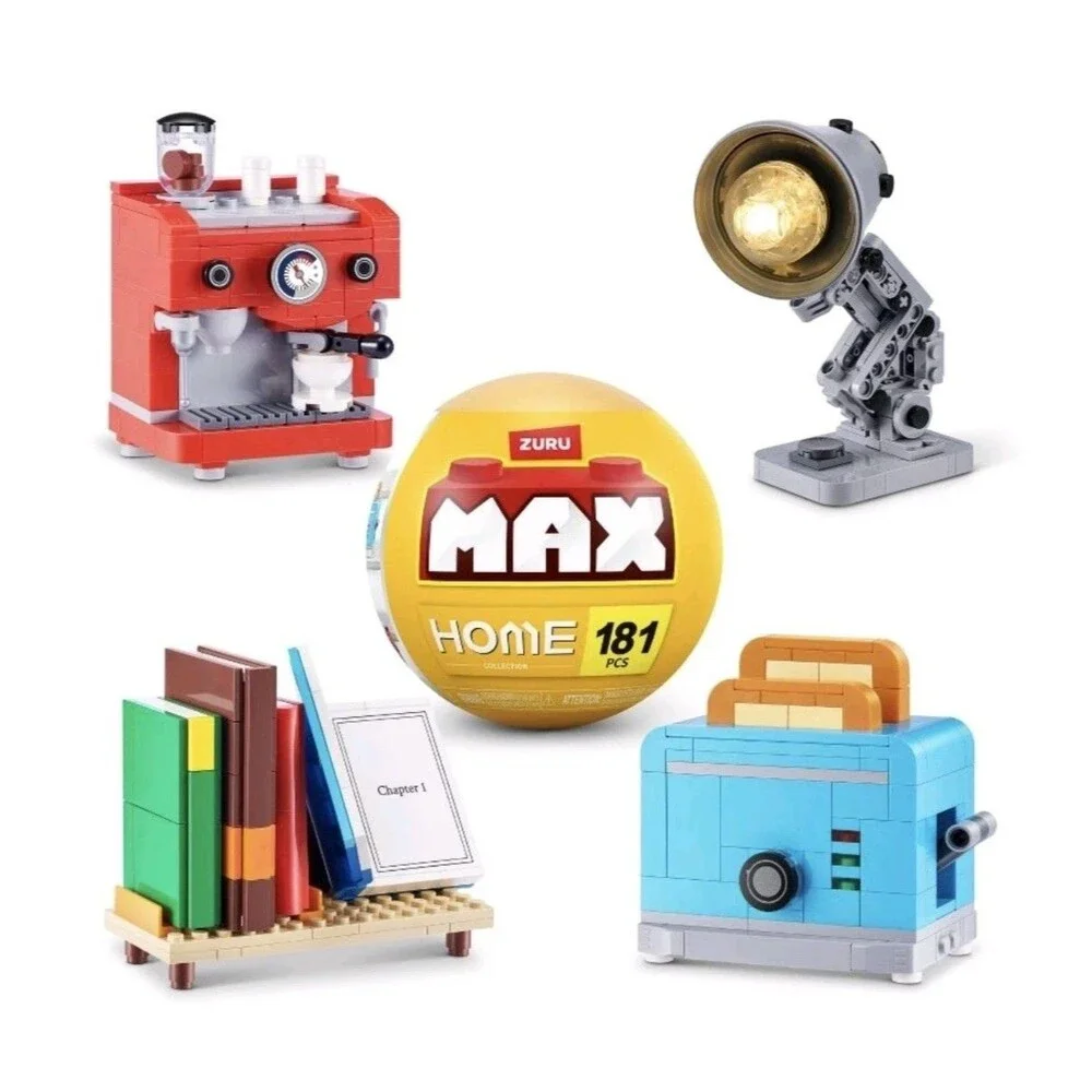 ZURU Set Of 4 Max Home Retro Design Building 2025 Coffee Lamp Toaster Book B15